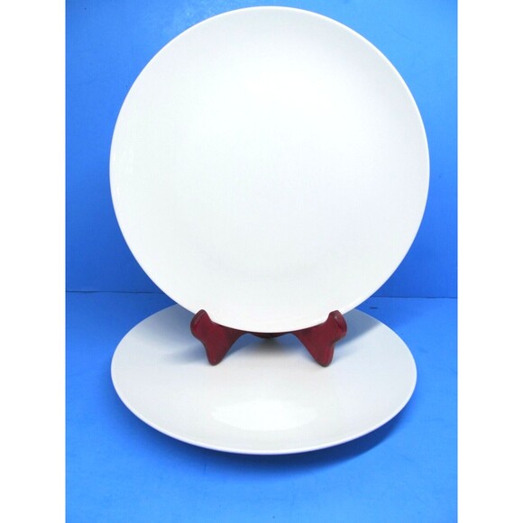 Noritake Nippon Toki Kaisha Japan White Coupe 10 .5" Dinner Plates Set of 2 - Picture 7 of 12